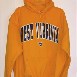 NCAA West Virginia yellow Hoodie with sewn spell out lettering